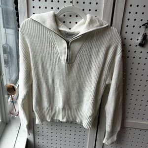 RSQ Cream Ribbed Half-Zip Sweater - Size Small